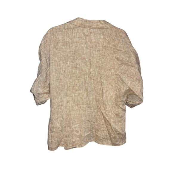 Lafayette 148 Tan Linen Buttondown Blouse Women's Size 16 - Picture 2 of 4
